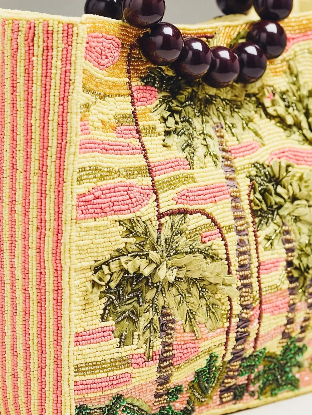 🌼 NWT Anthropologie palm tree themed beaded purse - Picture 3 of 5